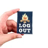 Log Out Embroidered Iron-On Patch Perfect for Hiking Camping