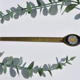 Pressed Flower Bookmark - Fleabane, Oval, Antique Bronze