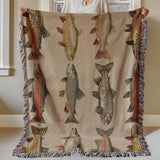 Lake House Woven Blanket, Rainbow Trout, Great Lakes (50"x60")