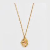 Robin & Blackberry Gold Oval Locket Necklace