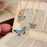 Enamel Blue Butterfly Short Necklace