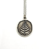 Woodland Fern Pendant Necklace - Silver Forest Medallion