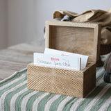 Hand-Carved Mango Wood Recipe Box with 25 Recipe Cards, Natural