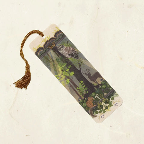 Woodland Heart Wood Bookmark with Tassel