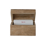 Hand-Carved Mango Wood Recipe Box with 25 Recipe Cards, Natural