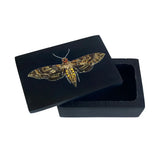 Hawk Moth Black Soapstone Jewelry Box