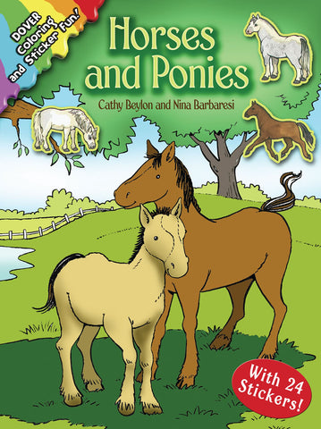 Horses and Ponies: Coloring and Sticker Fun: With 24 Stickers (Dover Animal Coloring Books