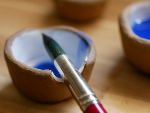 Hybrid Paint Brush Rest and Mixing Dish - Handmade Art Supply
