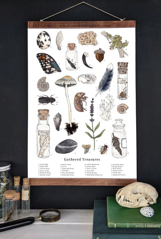Gathered Treasures - Nature Collection - School Room Wall Art - 12 x 18 Poster