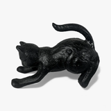 Cat Door Stop and Bookend, Black Cast Iron Shelf or Desk Decor, 5"