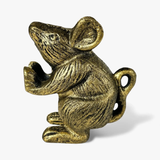 Mouse Door Stop and Bookend, Antique Gold Cast Iron Shelf Decor, 4.8"
