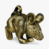 Mouse Door Stop and Bookend, Antique Gold Cast Iron Shelf Decor, 4.8"