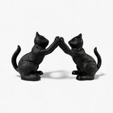 Cat Door Stop and Bookend, Black Cast Iron Shelf or Desk Decor, 5"