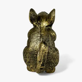 Mouse Door Stop and Bookend, Antique Gold Cast Iron Shelf Decor, 4.8"