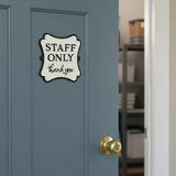 Staff Only Door Sign, Cast Iron Black and White Door Plaque, 6.8"