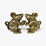 Mouse Door Stop and Bookend, Antique Gold Cast Iron Shelf Decor, 4.8"
