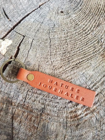'Nature Journaler' Stamped Leather Keychain