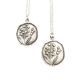 Antique Silver Lily of the Valley Medallion Necklace