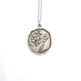 Antique Silver Lily of the Valley Medallion Necklace