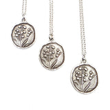 Antique Silver Lily of the Valley Medallion Necklace
