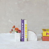 Marble Vase/Container Bookends, White, Set of 2