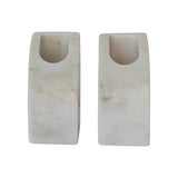 Marble Vase/Container Bookends, White, Set of 2