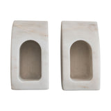Marble Vase/Container Bookends, White, Set of 2
