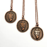 Mighty Oak Pendant Necklace - Copper Forest Medallion