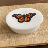 Monarch Butterfly White Oval Soapstone Jewelry Box