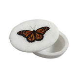 Monarch Butterfly White Oval Soapstone Jewelry Box