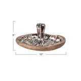 Decorative Carved Mango Wood Mushroom Shaped Tray with Stem
