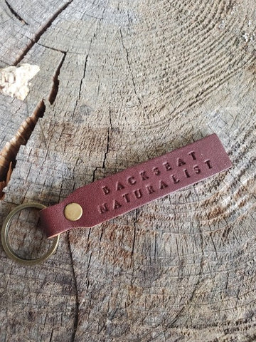'Backseat Naturalist' Stamped Leather Keychain
