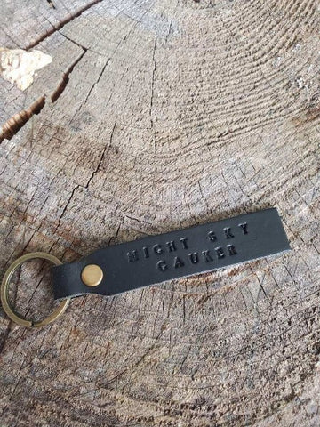'Night Sky Gauker' Stamped Leather Keychain