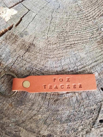 'Fox Tracker' Stamped Leather Keychain