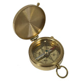 Vintage Solid Polished Brass Pocket Compass with Flip-Top Lid