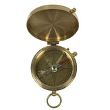 Vintage Solid Polished Brass Pocket Compass with Flip-Top Lid