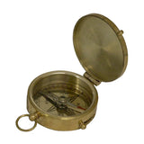 Vintage Solid Polished Brass Pocket Compass with Flip-Top Lid