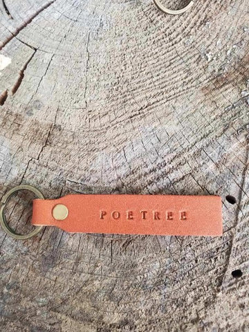 'Poetree' Stamped Leather Keychain