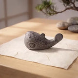 Pufferfish Paperweight and Figurine, Aged Gray Cast Iron, 3.3"