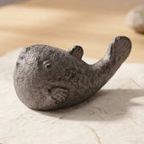 Pufferfish Paperweight and Figurine, Aged Gray Cast Iron, 3.3"