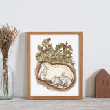 Rabbit Burrow Raspberries Garden Illustration Art Print