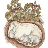 Rabbit Burrow Raspberries Garden Illustration Art Print