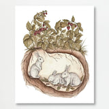 Rabbit Burrow Raspberries Garden Illustration Art Print