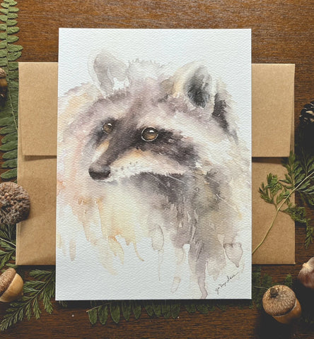 Raccoon Watercolor A7 Greeting Card