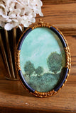 Pewter & Glass Photo Frames with Art, Set of 6