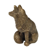 Antiqued Solid Brass Sitting Fox