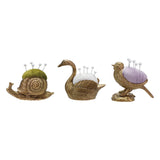 Velvet Pin Cushion with 5 Pearl Head Pins- Bird