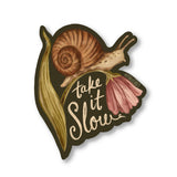 Take it Slow Snail, Floral Vinyl Sticker
