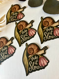Take it Slow Snail, Floral Vinyl Sticker