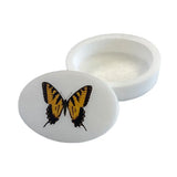 Tiger Swallowtail Butterfly White Oval Soapstone Box, 3"